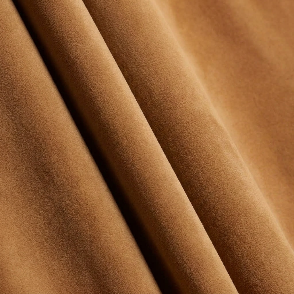 Rideaux Wave en velours marron camel